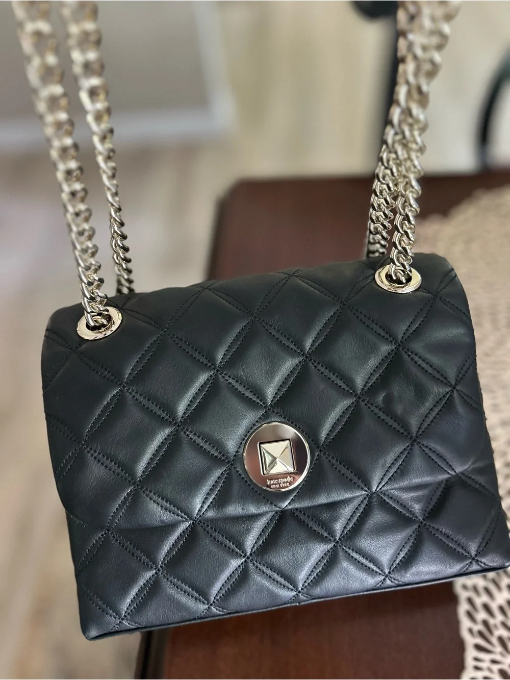 Kate Spade Black Quilted Leather Chain Shoulder Bag